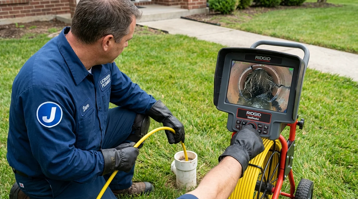 Sewer camera inspection being performed by Johns Plumbing LLC in Old Saybrook